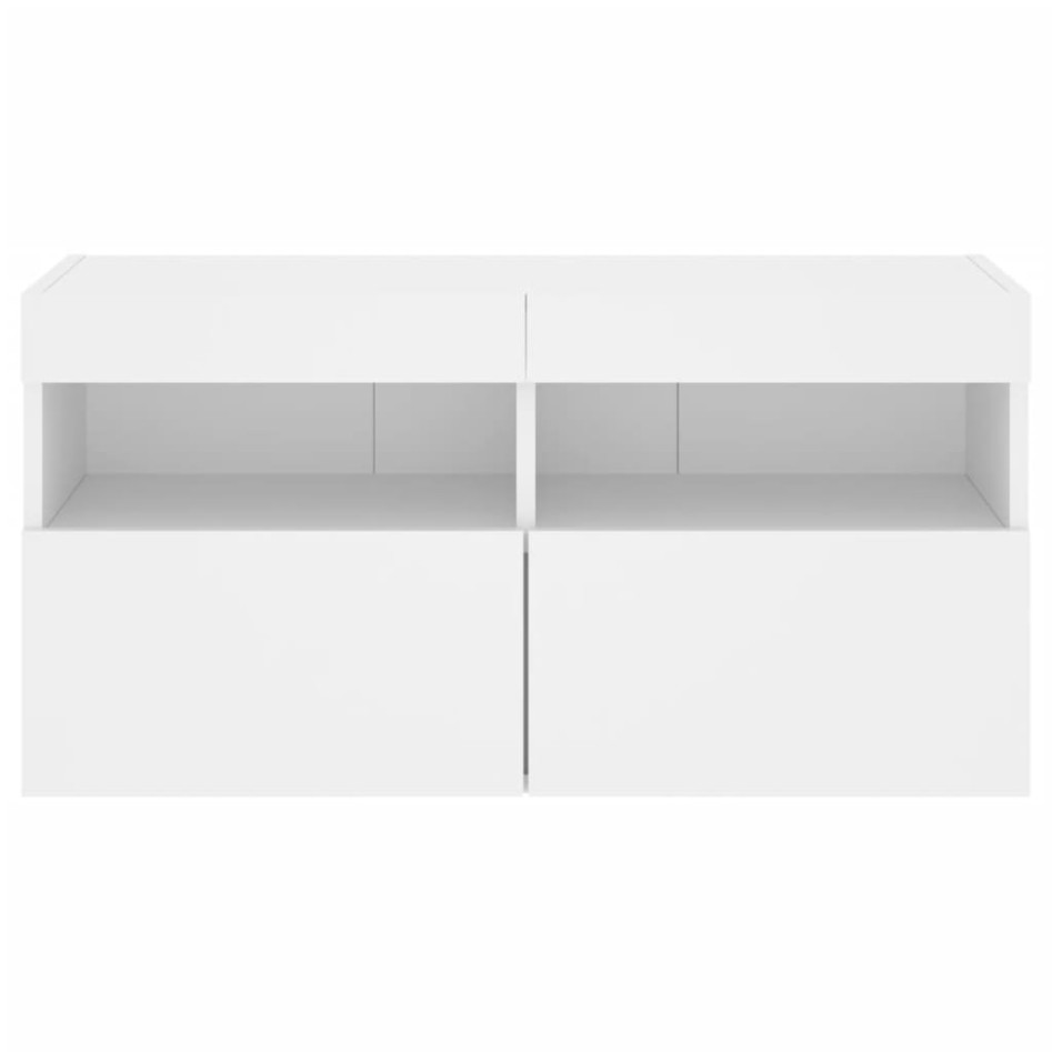 Mueble de TV de pared con luces LED blanco 80x30x40