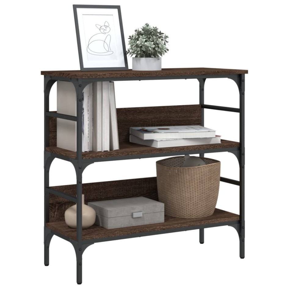 Mesa consola madera de ingeniería marrón roble 75x32x75