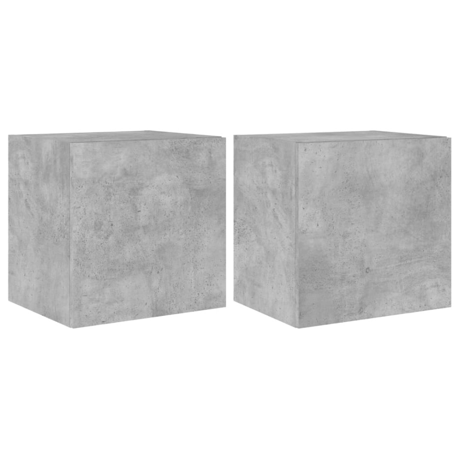 Muebles TV de pared luces LED 2 uds gris hormigón 40,5x35x40