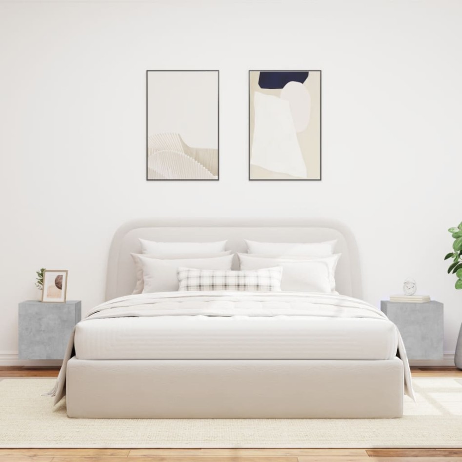 Muebles TV de pared luces LED 2 uds gris hormigón 40,5x35x40