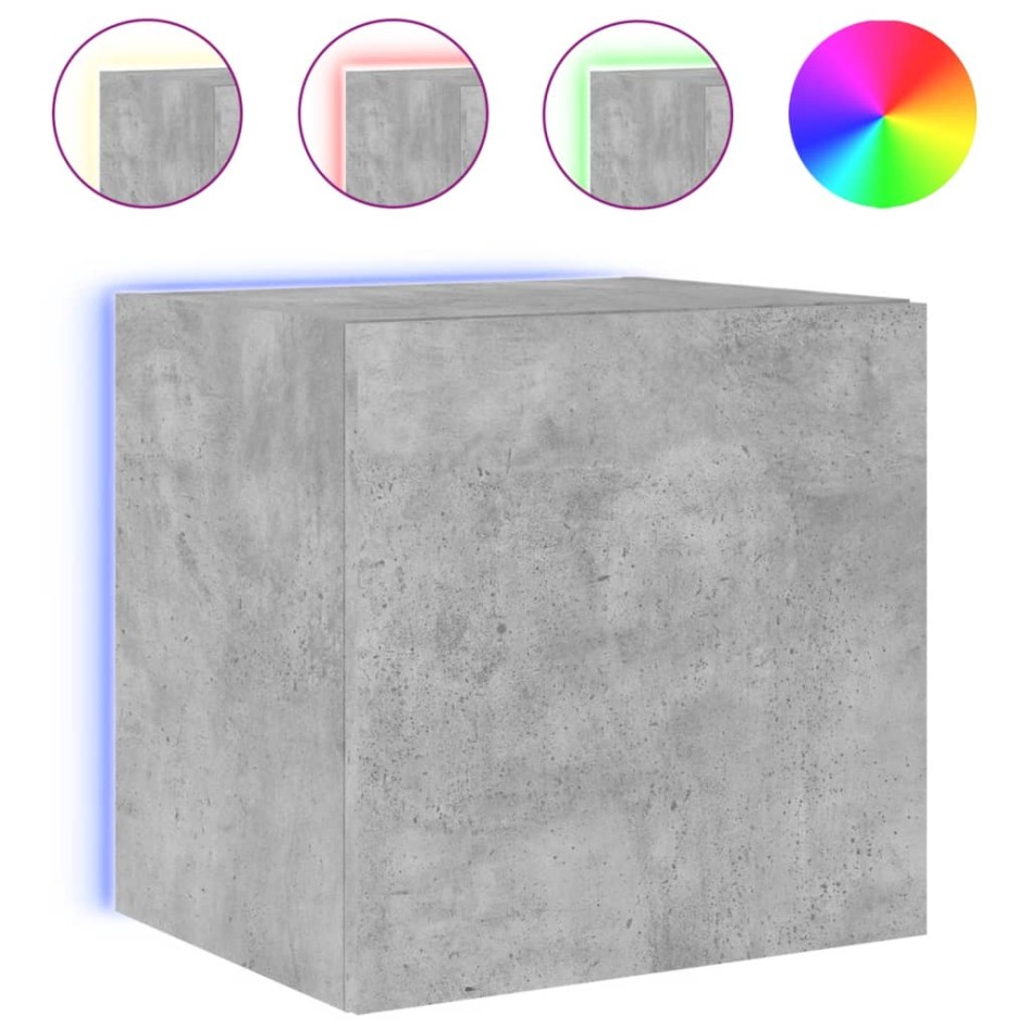 Muebles TV de pared luces LED 2 uds gris hormigón 40,5x35x40