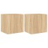 Muebles de TV pared luces LED 2 uds roble Sonoma 40,5x35x40