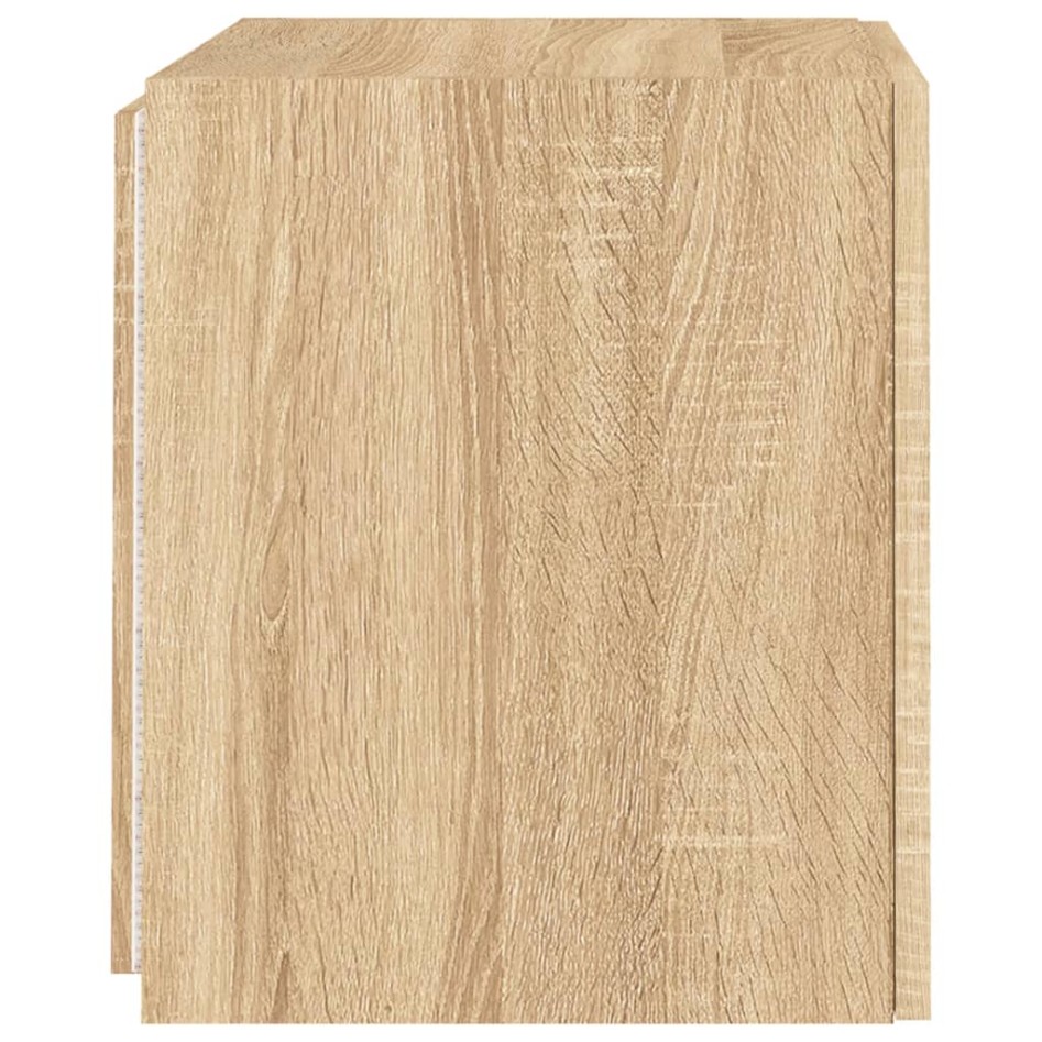 Muebles de TV pared luces LED 2 uds roble Sonoma 40,5x35x40