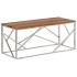 Mesa de centro acero inoxidable plateado y madera maciza
