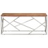 Mesa de centro acero inoxidable plateado y madera maciza