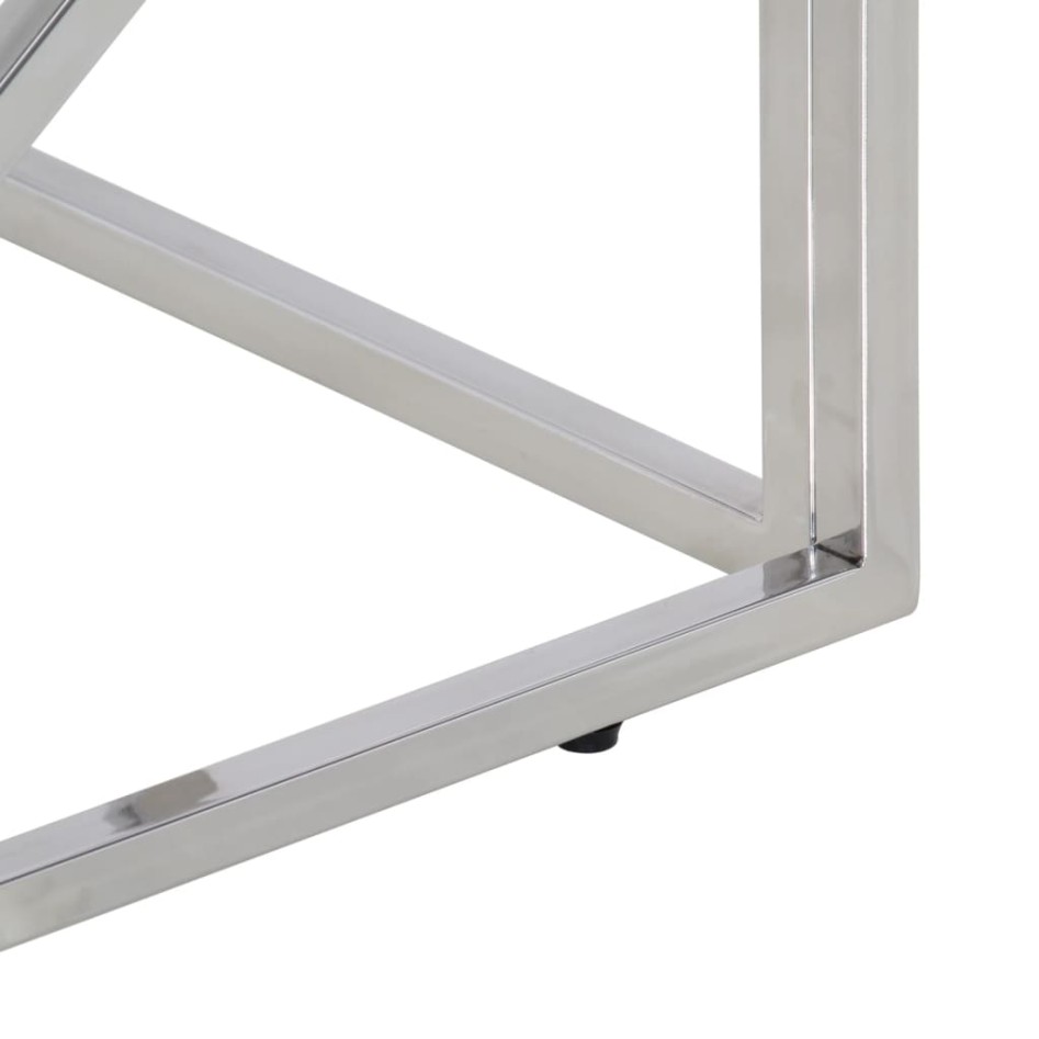 Mesa de centro acero inoxidable plateado y madera maciza