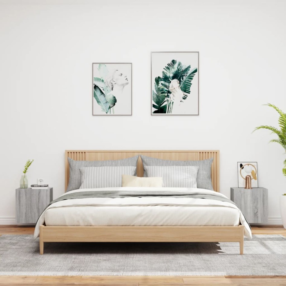 Muebles de TV de pared 2 uds madera gris Sonoma 40,5x30x40