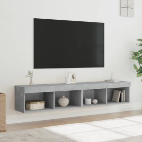Muebles de TV con luces LED 2 uds gris hormigón 80x30x30