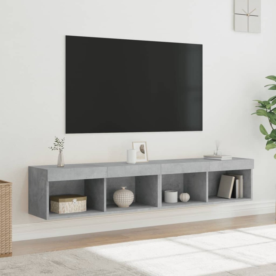 Muebles de TV con luces LED 2 uds gris hormigón 80x30x30