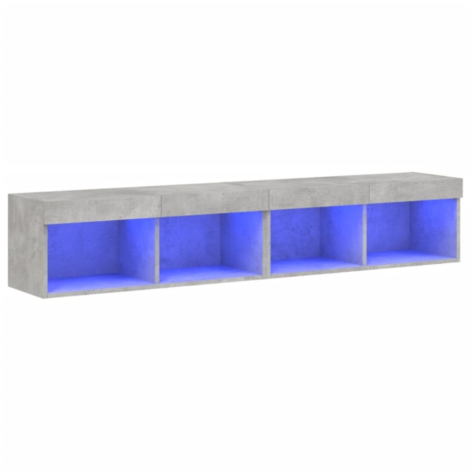 Muebles de TV con luces LED 2 uds gris hormigón 80x30x30