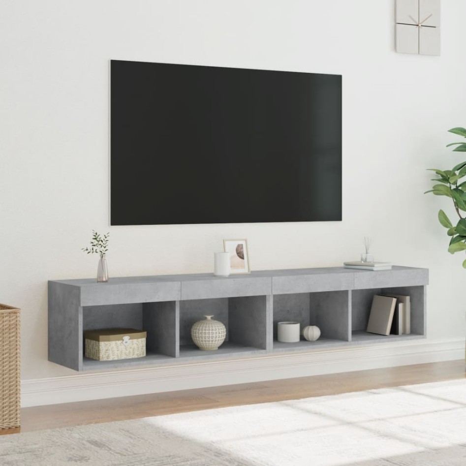 Muebles de TV con luces LED 2 uds gris hormigón 80x30x30