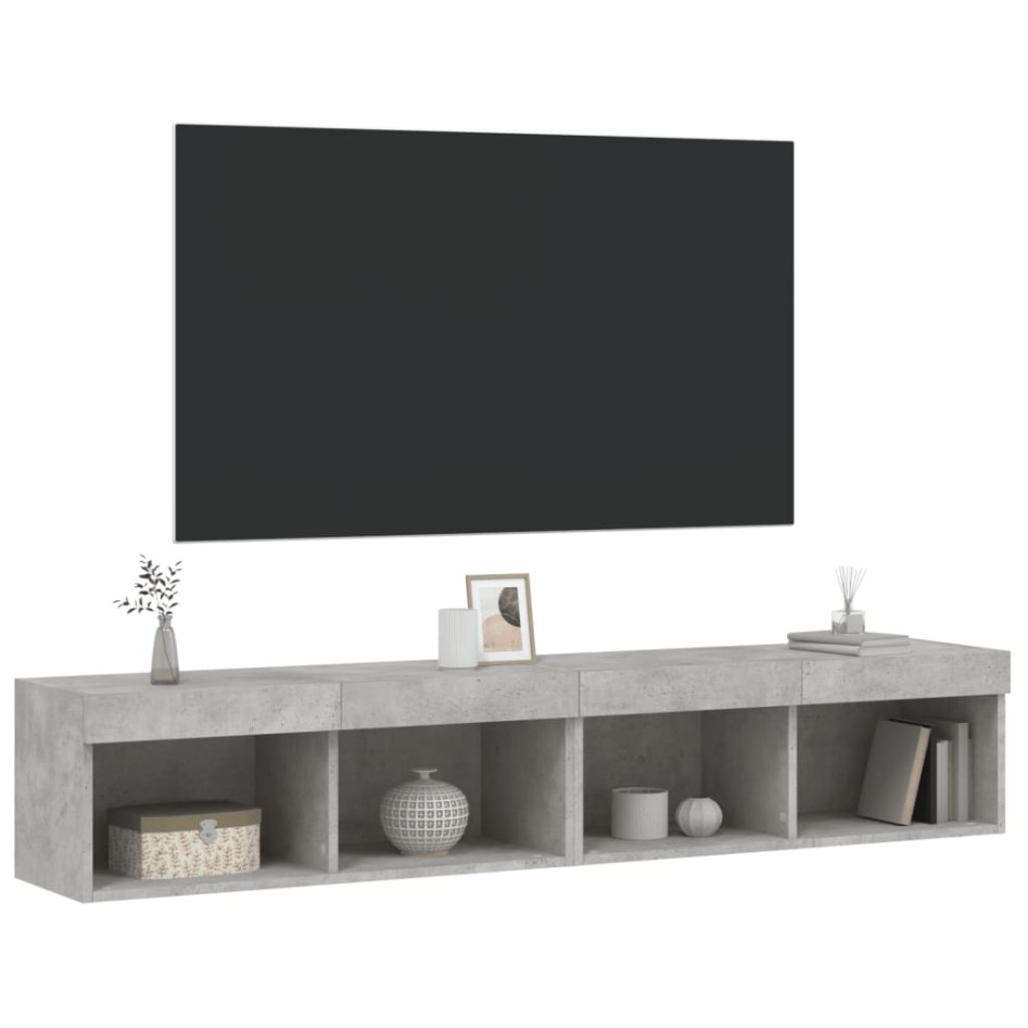 Muebles de TV con luces LED 2 uds gris hormigón 80x30x30