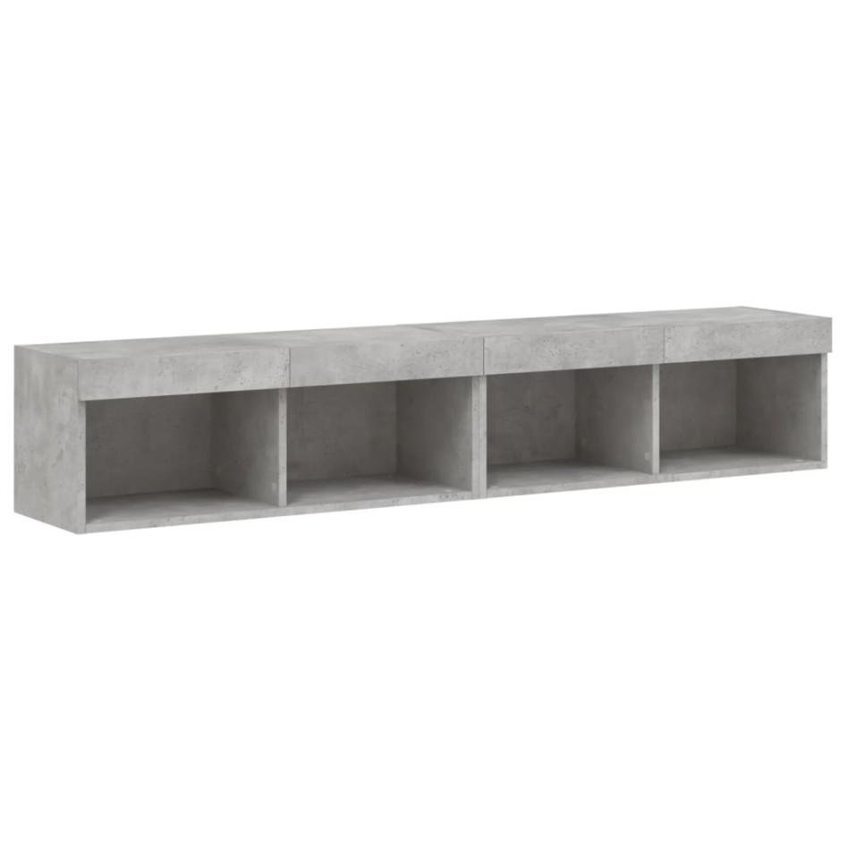 Muebles de TV con luces LED 2 uds gris hormigón 80x30x30
