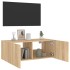 Mueble de TV de pared con luces LED roble Sonoma 80x35x31
