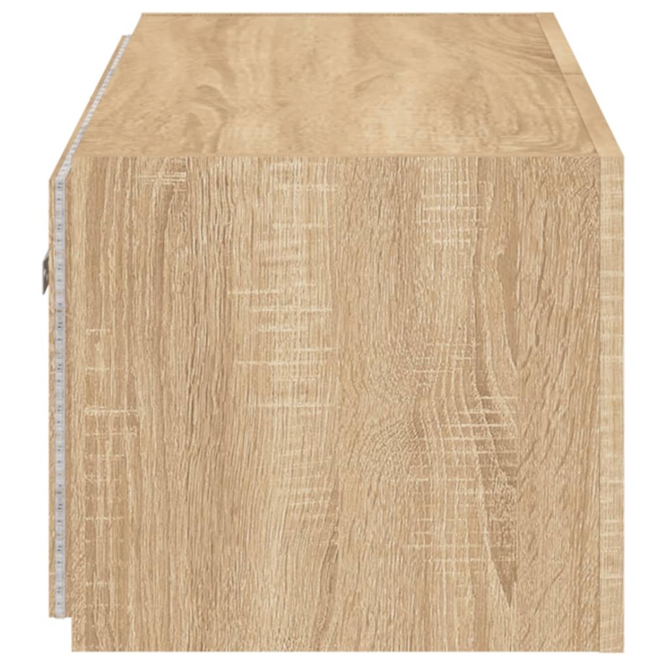Mueble de TV de pared con luces LED roble Sonoma 80x35x31
