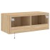 Mueble de TV de pared con luces LED roble Sonoma 80x35x31