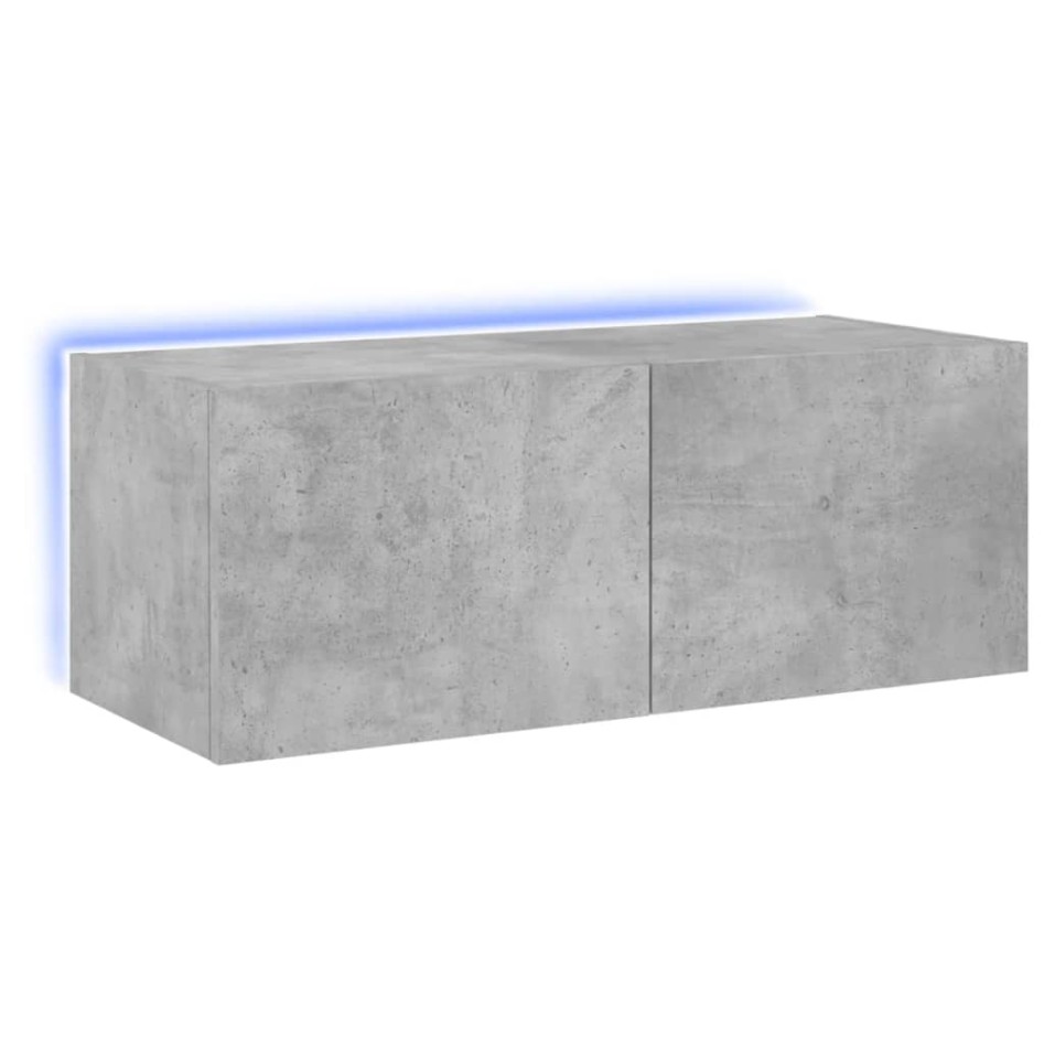 Mueble de TV de pared con luces LED gris hormigón 80x35x31