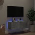 Mueble de TV de pared con luces LED gris hormigón 80x35x31