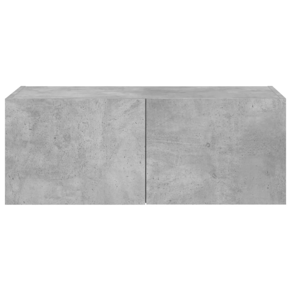 Mueble de TV de pared con luces LED gris hormigón 80x35x31