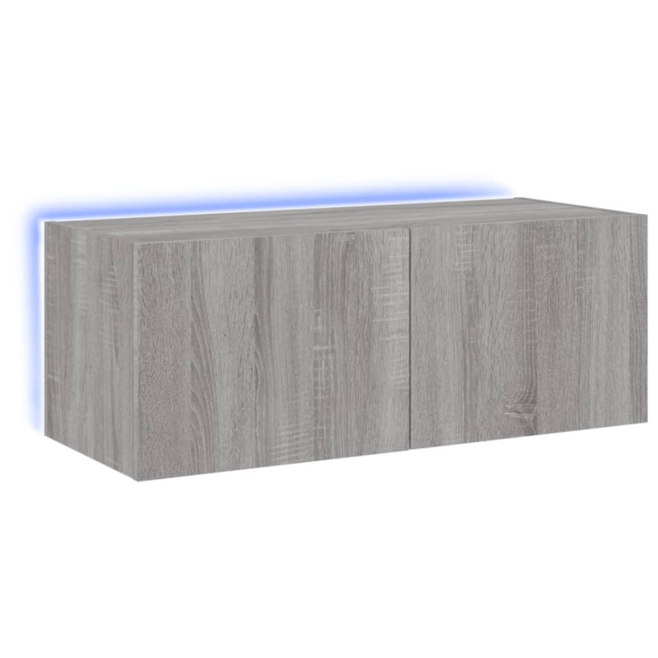 Mueble de TV de pared con luces LED gris Sonoma 80x35x31