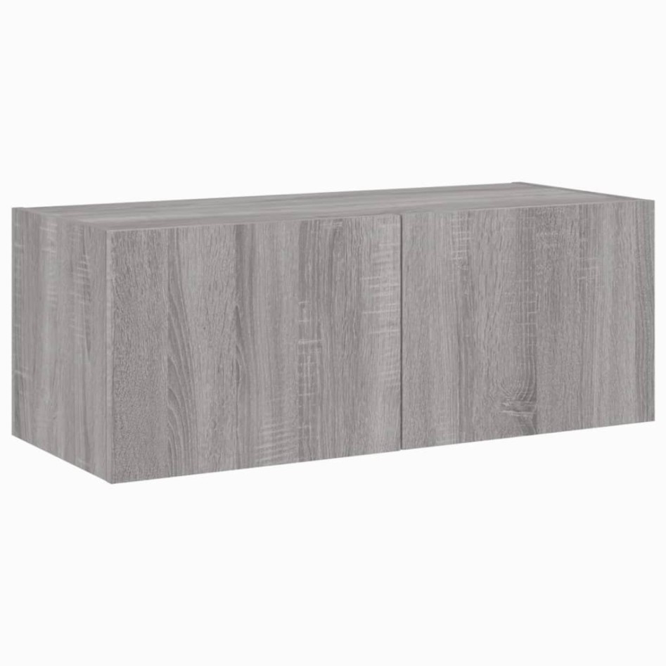 Mueble de TV de pared con luces LED gris Sonoma 80x35x31