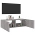 Mueble de TV de pared con luces LED gris Sonoma 100x35x31
