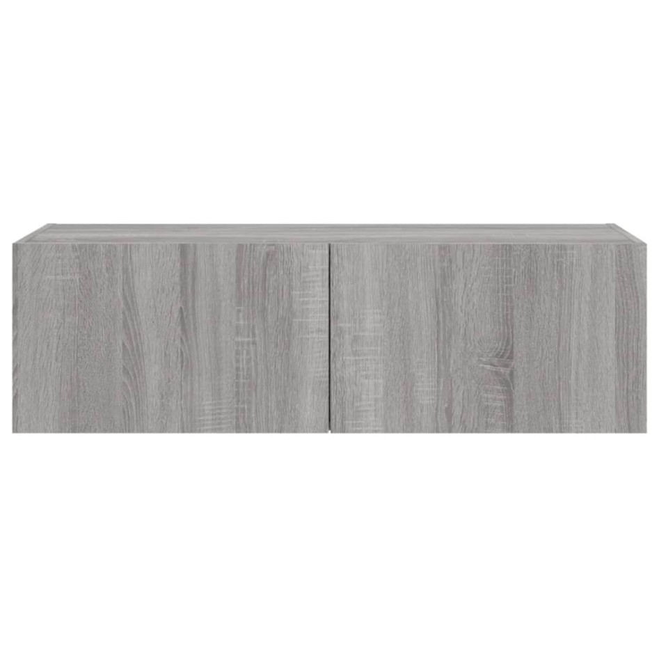 Mueble de TV de pared con luces LED gris Sonoma 100x35x31