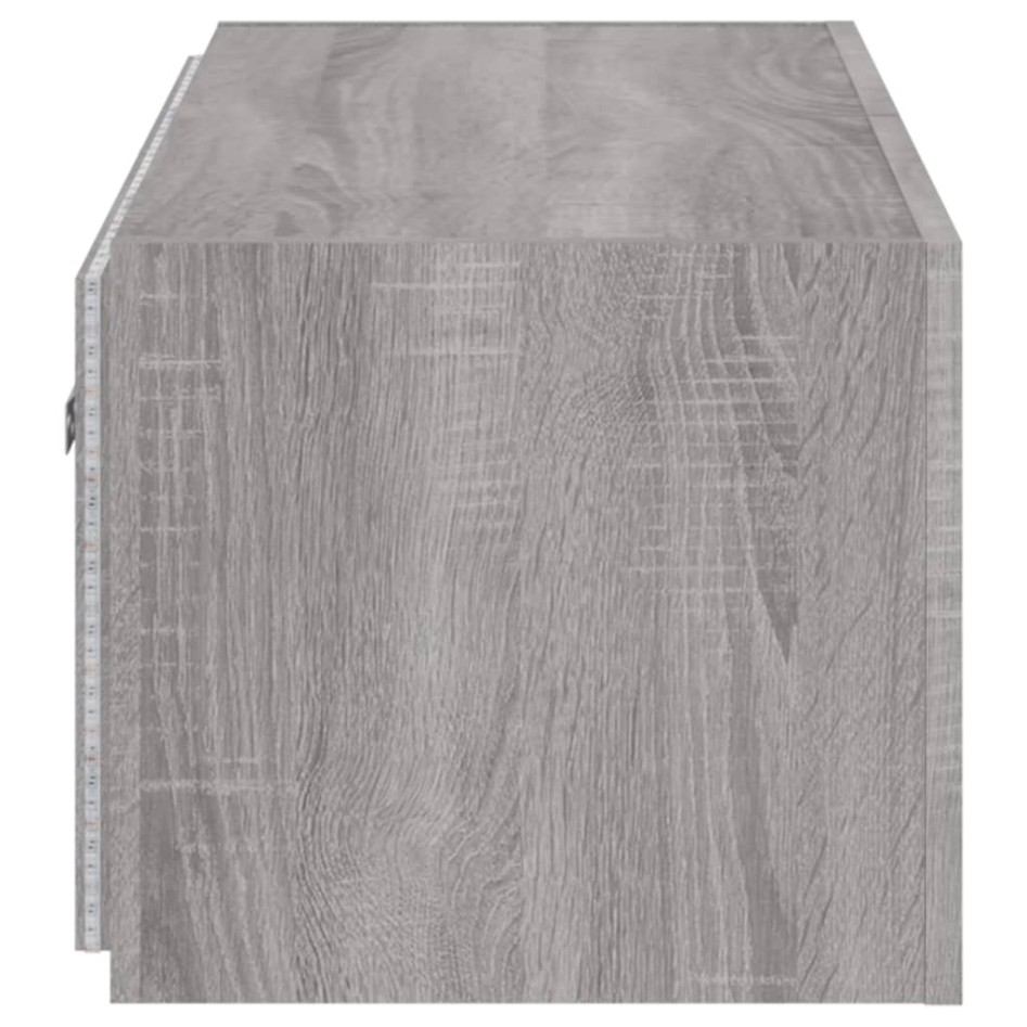 Mueble de TV de pared con luces LED gris Sonoma 100x35x31