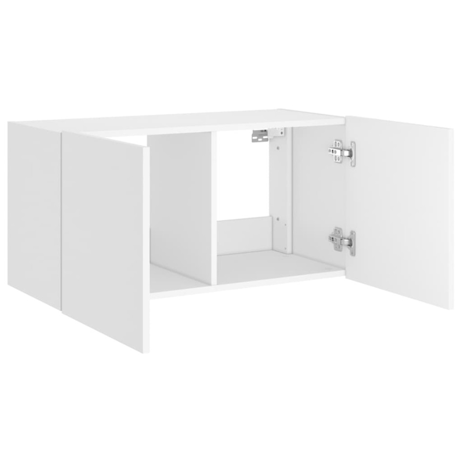 Mueble de TV de pared con luces LED blanco 80x35x41