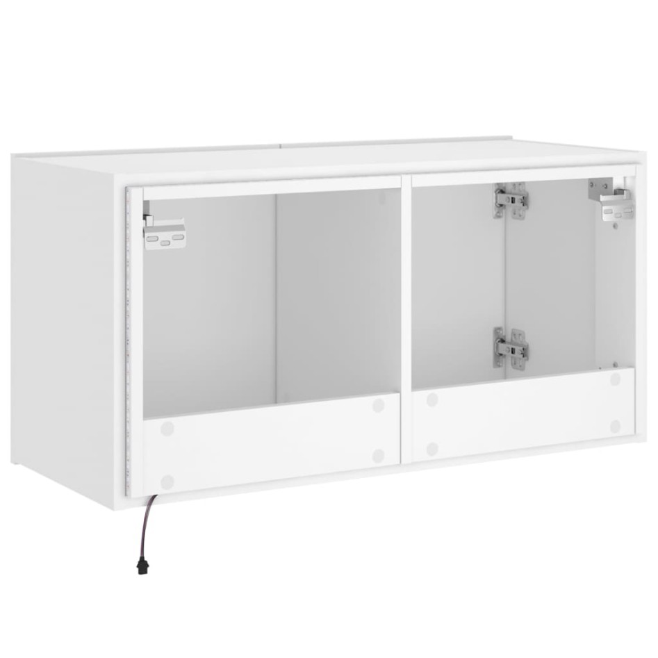 Mueble de TV de pared con luces LED blanco 80x35x41