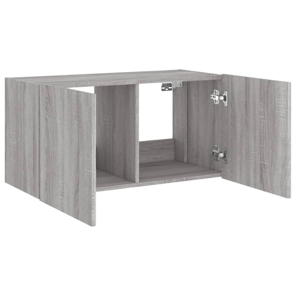Mueble de TV de pared con luces LED gris Sonoma 80x35x41