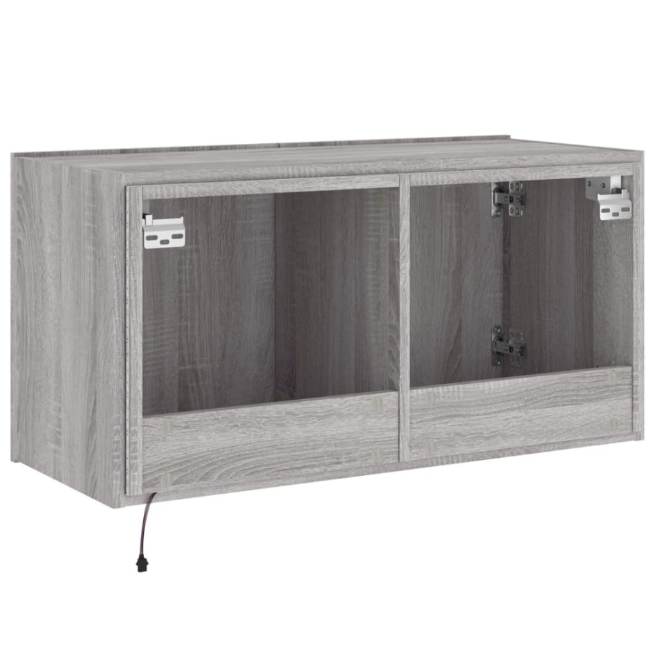 Mueble de TV de pared con luces LED gris Sonoma 80x35x41