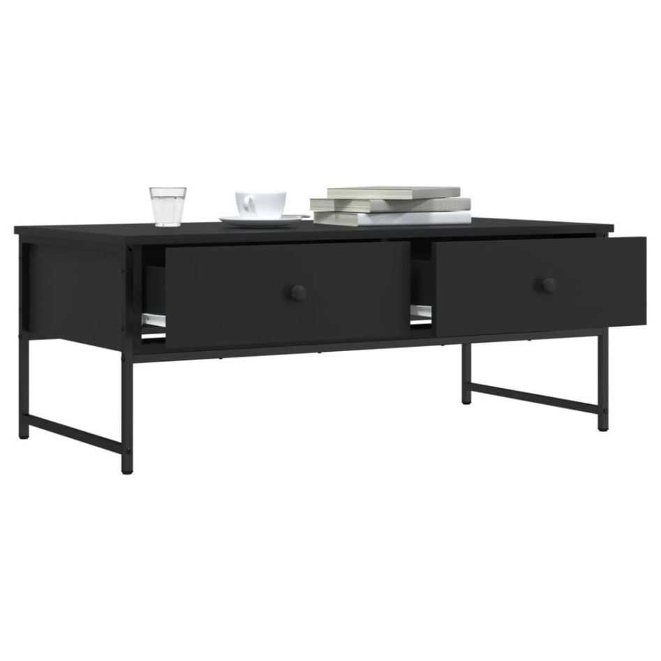 Mesa de centro madera de ingeniería negro 101x49x39,5