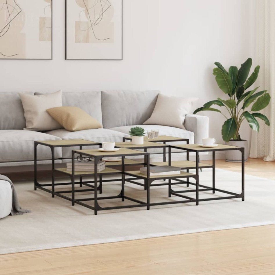 Mesa de centro madera de ingeniería roble Sonoma 121x121x40