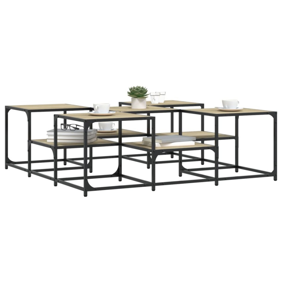 Mesa de centro madera de ingeniería roble Sonoma 121x121x40