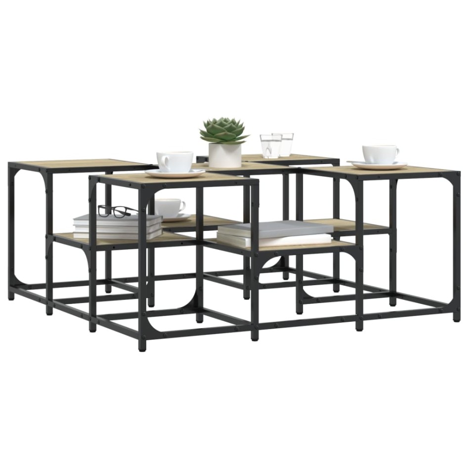 Mesa de centro madera de ingeniería roble Sonoma 91x91x40