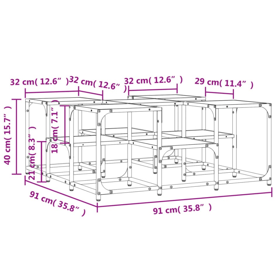 Mesa de centro madera de ingeniería roble Sonoma 91x91x40