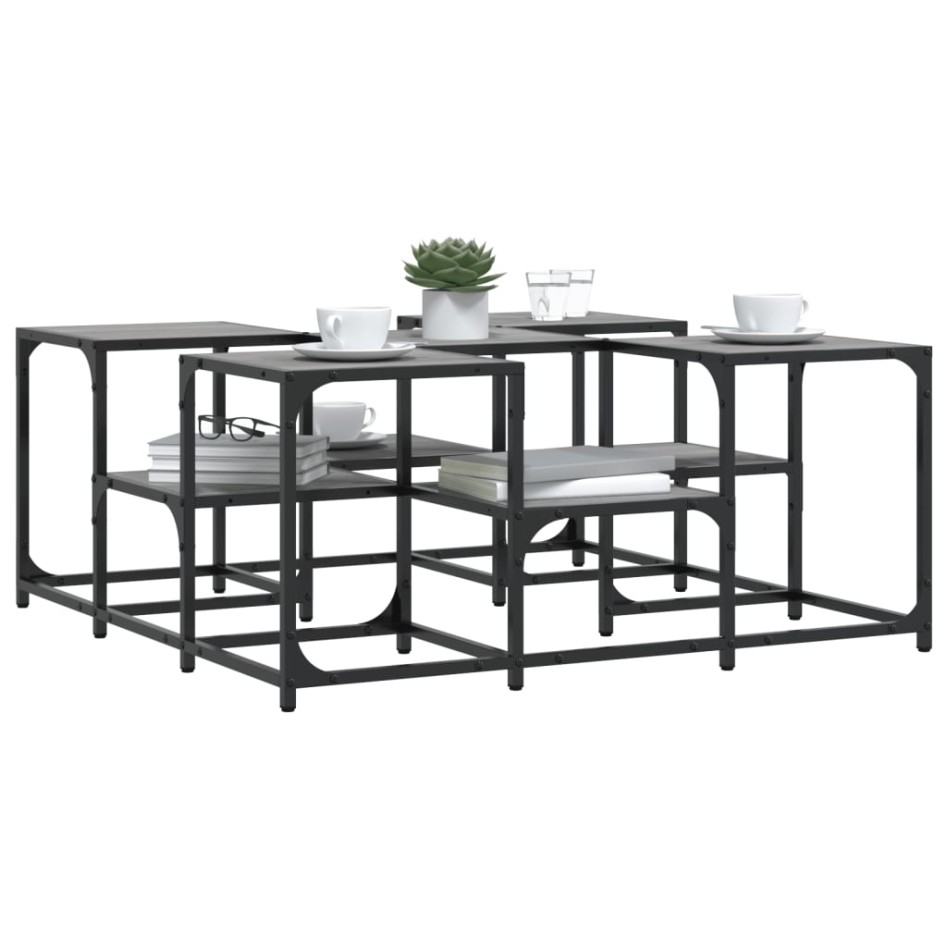 Mesa de centro madera de ingeniería gris Sonoma 91x91x40