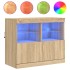 Aparador con luces LED roble Sonoma 81x37x67
