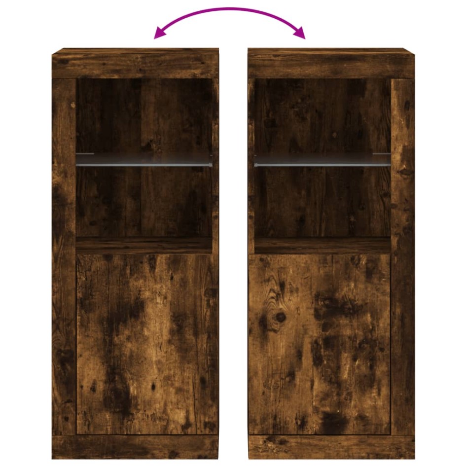 Aparador con luces LED roble ahumado 41x37x100