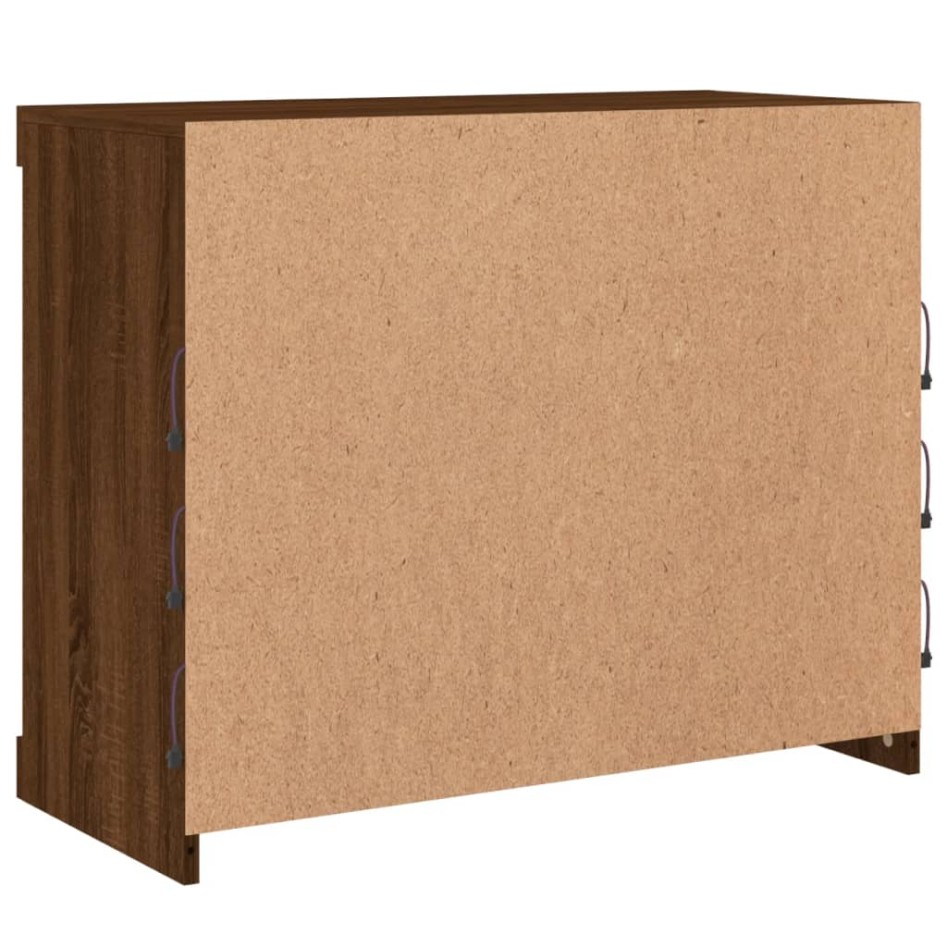 Aparador con luces LED roble marrón 81x37x67