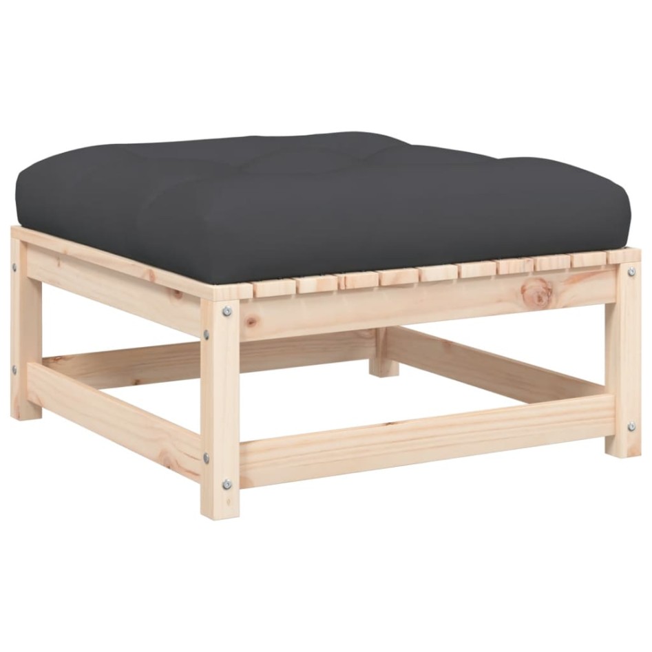 Taburete de jardín con cojín madera maciza de