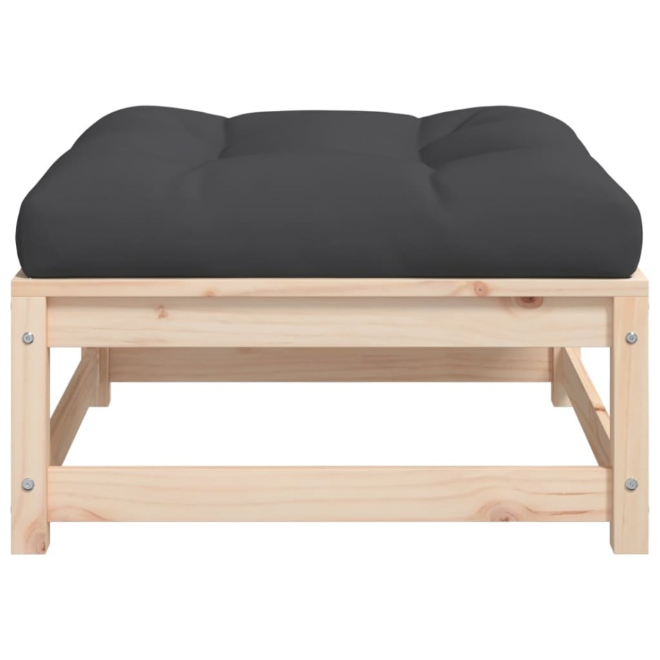 Taburete de jardín con cojín madera maciza de