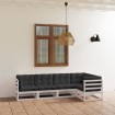 Juego de muebles de jardín 5 pzas y cojines madera pino maciza