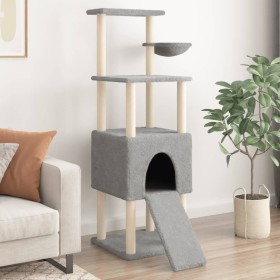 Rascador para gatos con postes de sisal gris claro 153