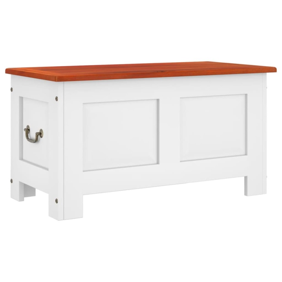 Baúl de almacenaje con tapa madera de acacia marrón y