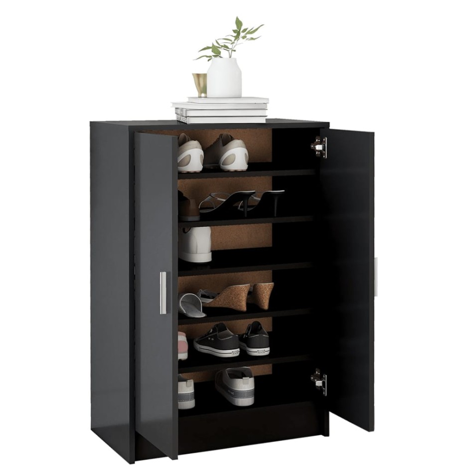 Mueble zapatero madera de ingeniería negro 60x35x92