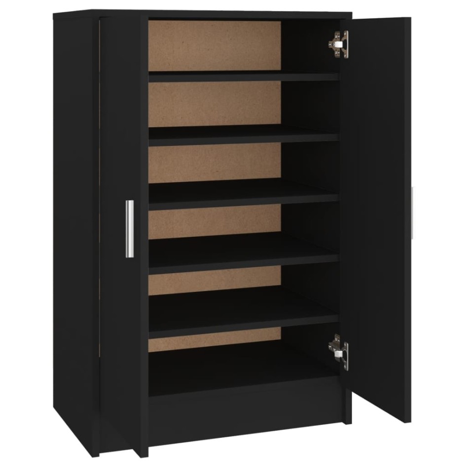 Mueble zapatero madera de ingeniería negro 60x35x92