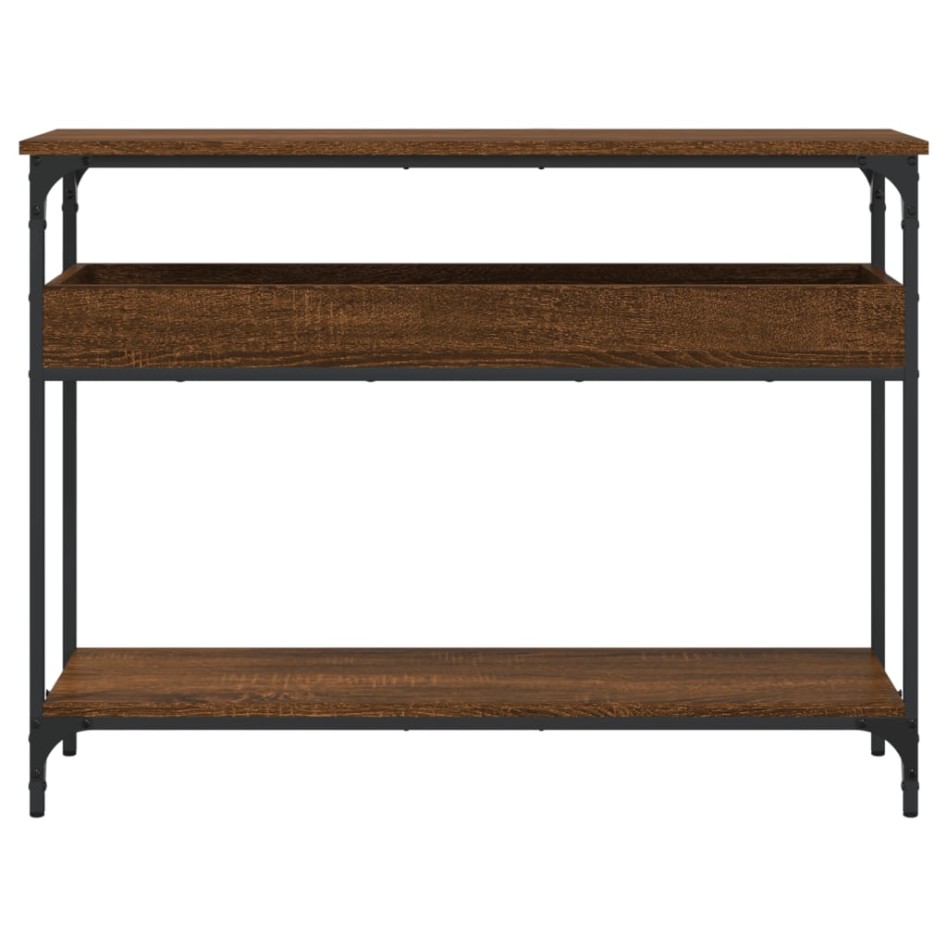 Mesa consola estante madera ingeniería marrón roble