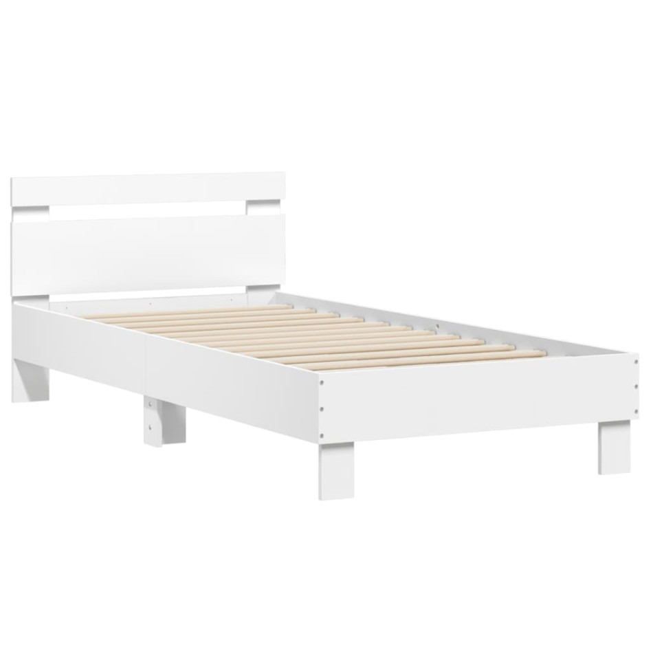Cama con cabecero madera de ingeniería blanca 90x190